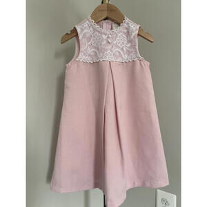 Vintage 60s/70s True VTG Paper Tag Pink/White Lace Sleeveless Shift Dress